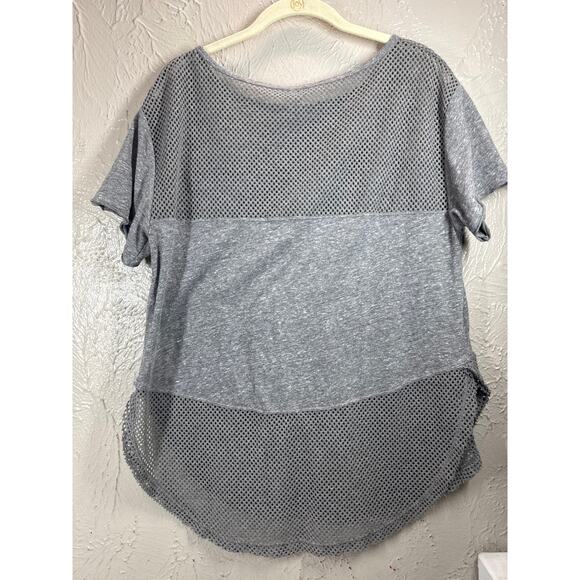 Free People Movement Hourglass Gray Mesh Panel Short Sleeve T-shirt Top Small - Picture 2 of 4